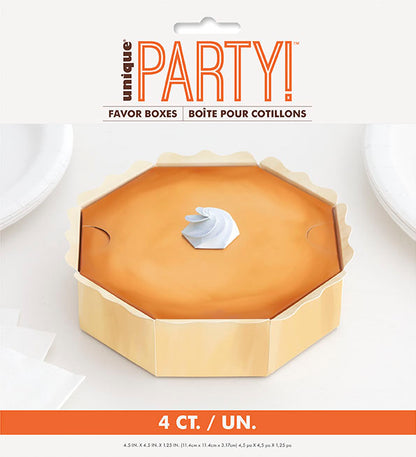 Family Thanksgiving Pie Shaped Favor Boxes 4ct