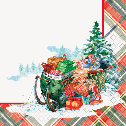 Traditional Santa Beverage Napkins 16ct