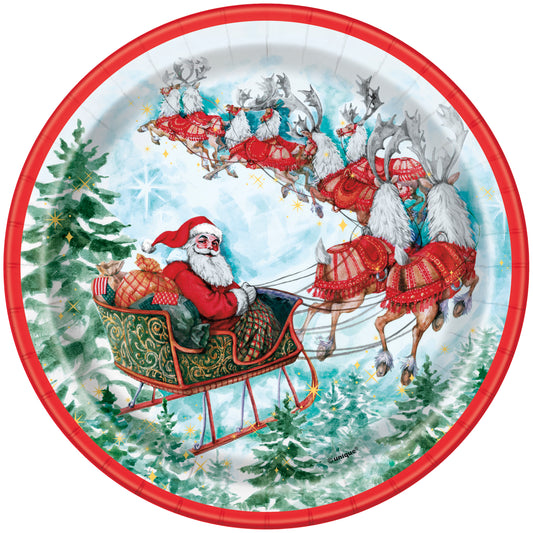Traditional Santa 7 inch Plates 8ct