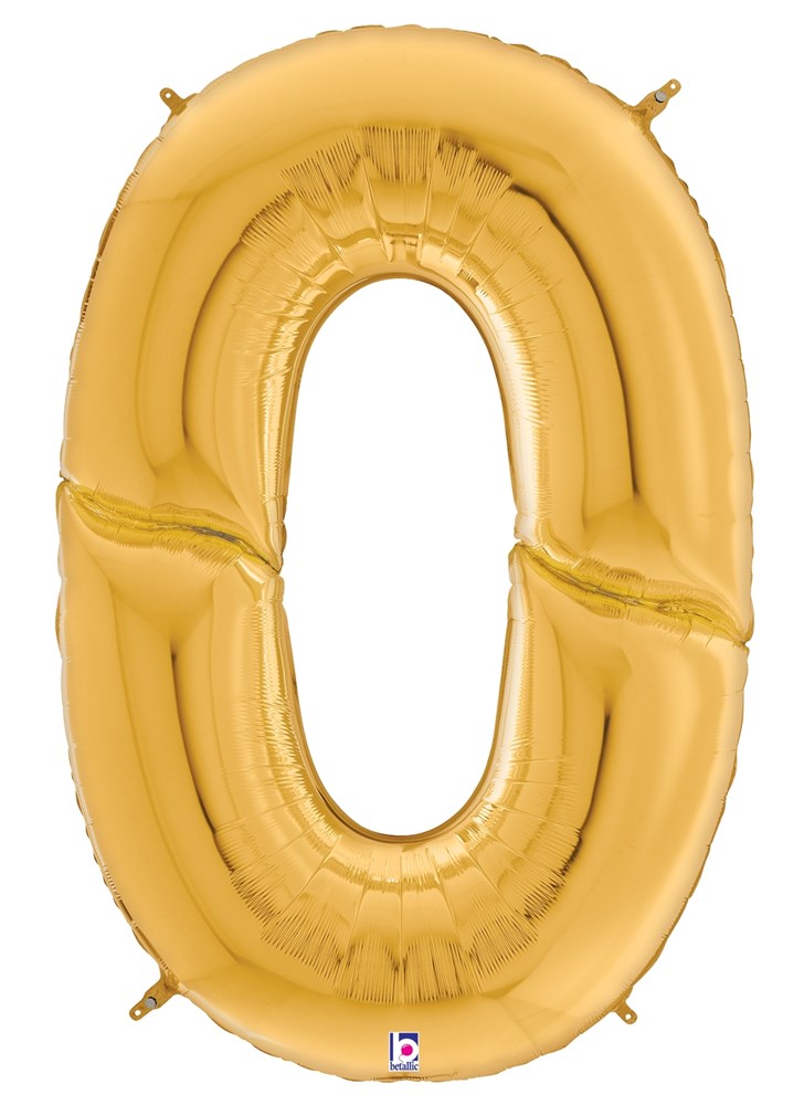 Betallic Number 0 Gold 53 inch Shaped Foil Balloon Packaged 1ct