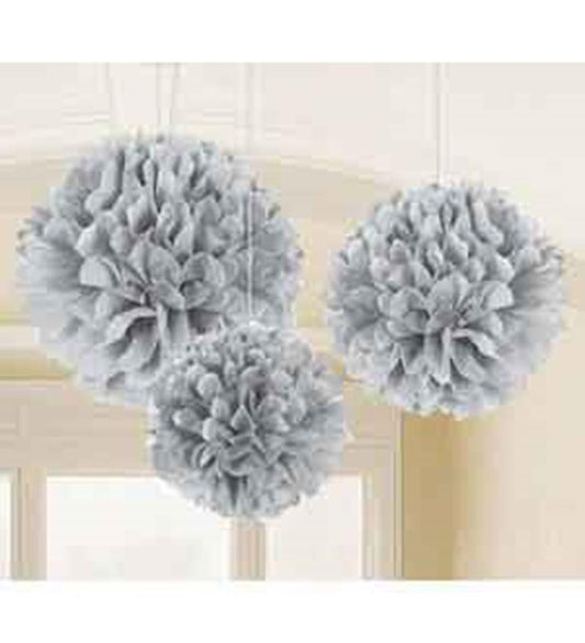 Fluffy Deco Silver Assorted Size