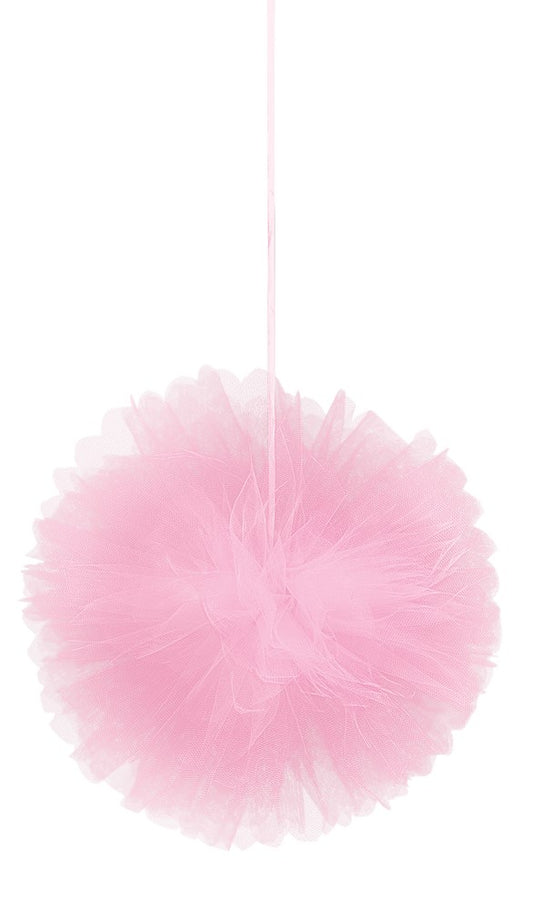 Tulle Fluffy Decorations Pink 3ct