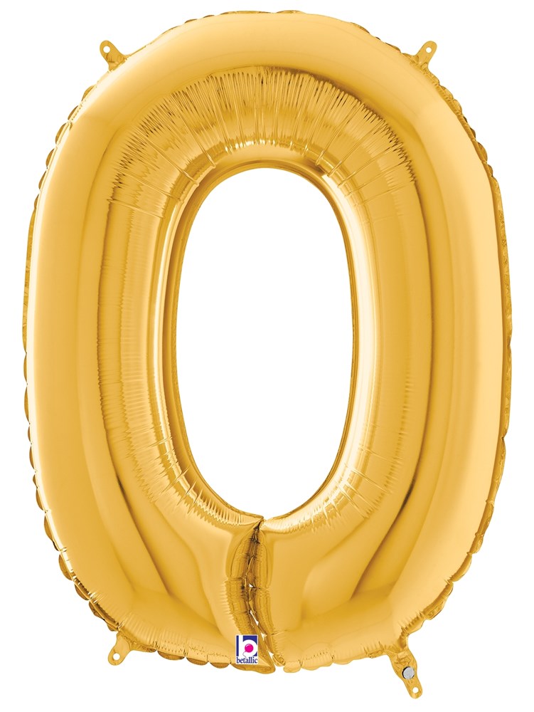 Betallic Number 0 Gold 34 inch Shaped Foil Balloon Packaged 1ct