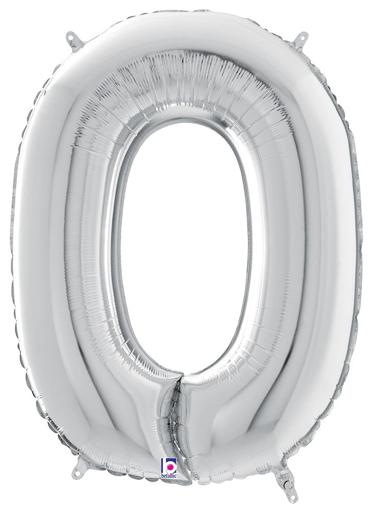 Betallic Number 0 Silver 34 inch Shaped Foil Balloon Packaged 1ct