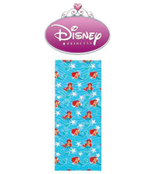 Blue cello bag with repeating red-haired mermaid and seaweed pattern for party favors.