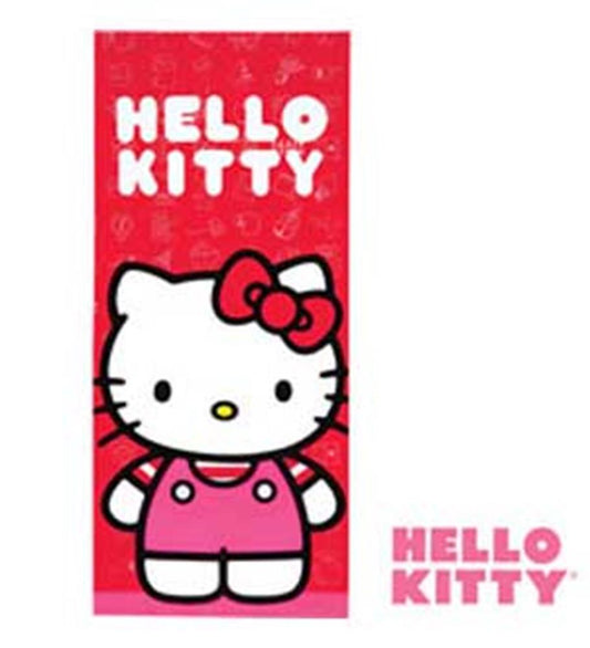 Red cello bag featuring Hello Kitty character with a pink bow and outfit, white text above.