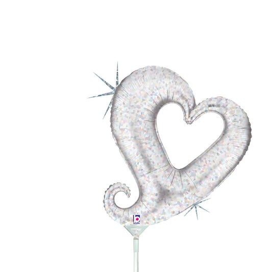 Betallic Chain of HeartsSilver 14 inch Mini Air Holographic Shaped Foil Balloon 1ct