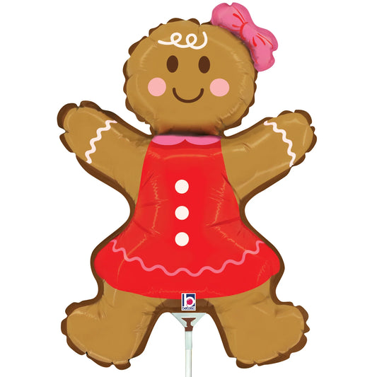 Betallic Mini Gingerbread Woman 14 inch Mini Shaped Foil Balloon 1ct