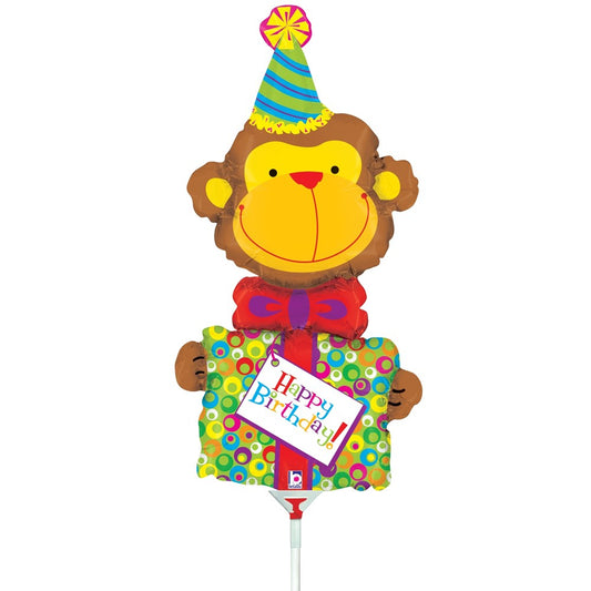 Betallic Birthday Monkey 14 inch Mini Air Shaped Foil Balloon 1ct