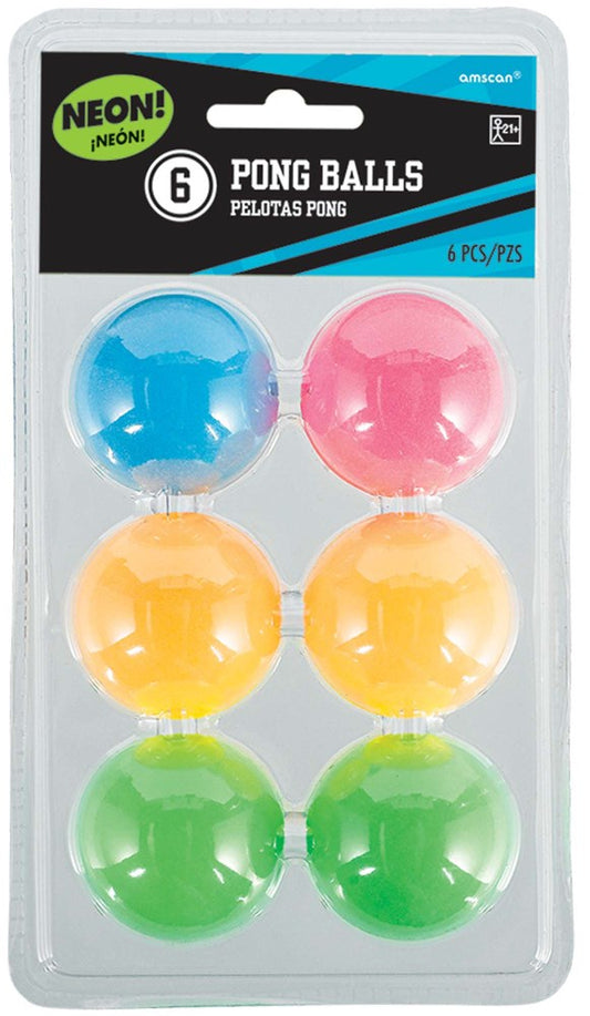 Pelota de Ping Pong Neón 6ct