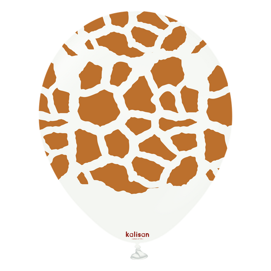 12 inch Kalisan Safari Giraffe White with Caramel Print Latex Balloons 25ct