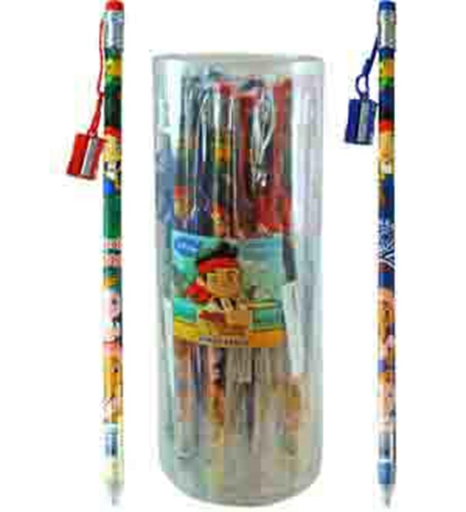 Colorful jumbo pencils featuring Jake and The Neverland Pirates characters, 15 inches long with attached erasers and.