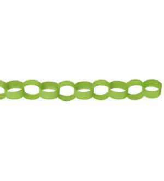 Green paper chain link garland with connected oval loops, 13 feet long.