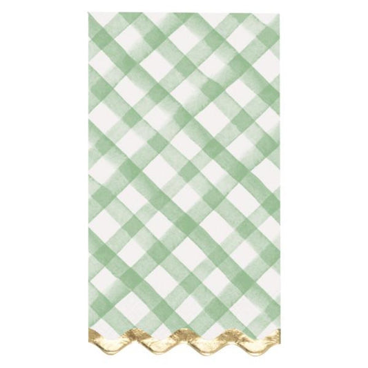Easter Green Gingham Scalloped Guest Napkins 16ct