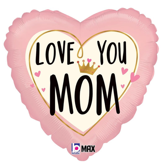 Betallic Love You Mom Crown 9 inch Shaped Foil Balloon 1ct