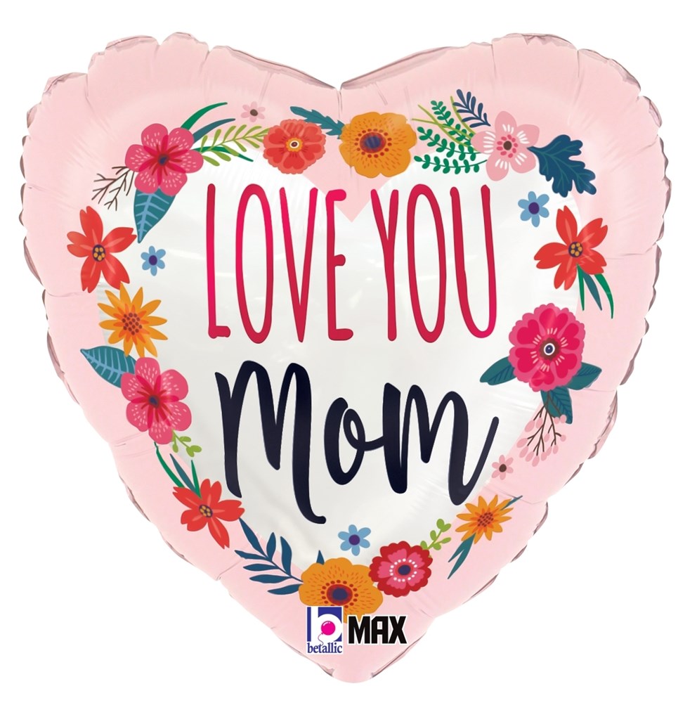 Betallic Satin Love You Mom Blossoms 9 inch Shaped Foil Balloon 1ct