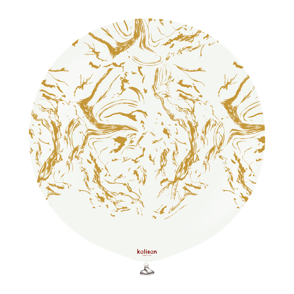 24 inch Kalisan Space Neuble White with Gold Print Latex Balloon 1ct