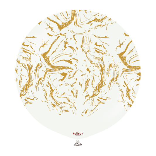 24 inch Kalisan Space Neuble White with Gold Print Latex Balloon 1ct