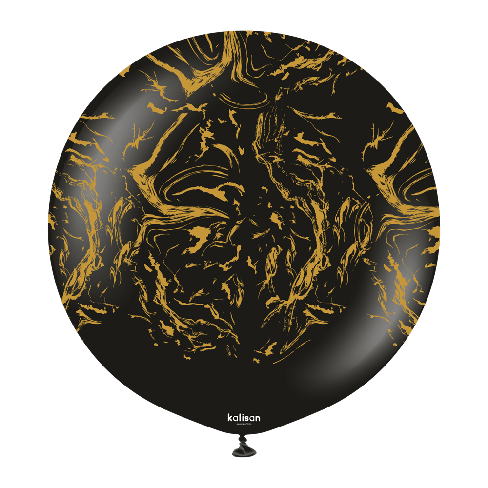 24 inch Kalisan Space Neuble Black with Gold Print Latex Balloon 1ct