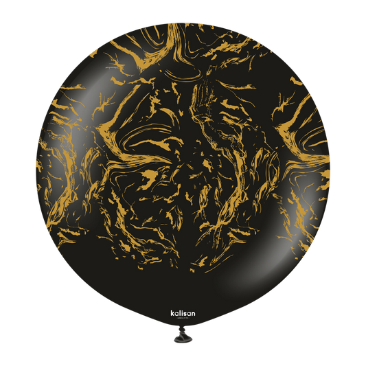 24 inch Kalisan Space Neuble Black with Gold Print Latex Balloon 1ct