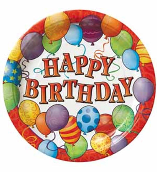 Disco-Plato Globo Cumpleaños (L) 8ct