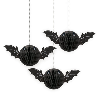 3 Bat Halloween Hnycmb Hng Decor