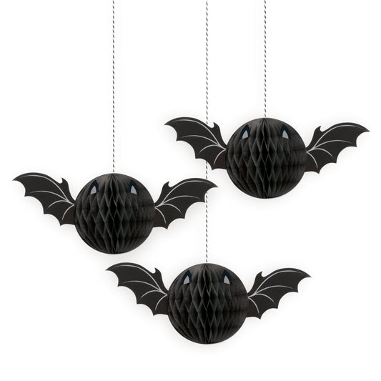 3 Bat Halloween Hnycmb Hng Decor