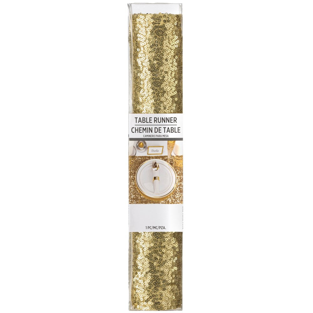 Gold Sequin Table Runner 13 inch x 72 inch 1ct