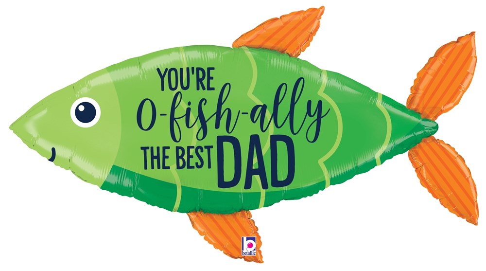 Betallic O'Fishally Best Dad 38 inch Shaped Foil Balloon 1ct