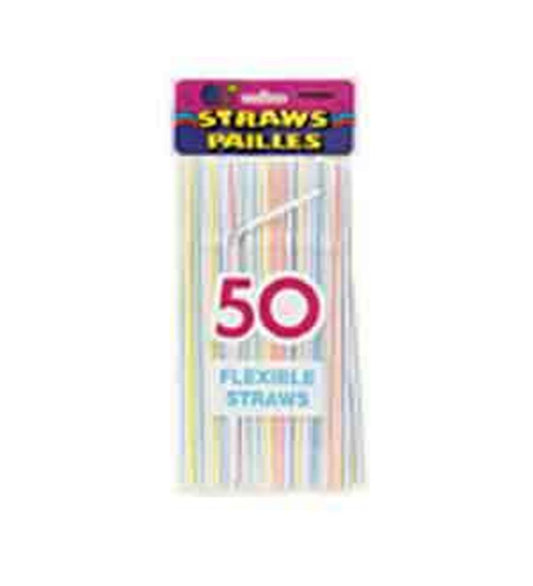 Flexible Straws Striped, 50ct
