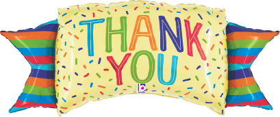 Betallic Thank You Banner 39 inch Shaped Foil Balloon Packaged 1ct