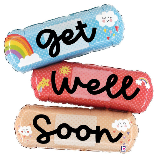 Betallic Cheerful Get Well Bandaids 34 inch Shaped Foil Balloon 1ct