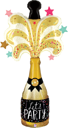 Betallic Special Delivery Party Champagne 65 inch Foil/ Clear Shape Packaged-all helium 1ct