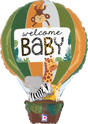Betallic Jungle Animal Welcome Baby 24 inch Shaped Foil Balloon Packaged 1ct