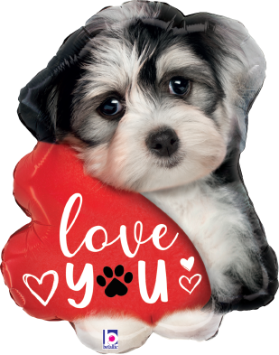 Betallic Love You Puppy 24 inch Shaped Foil Balloon Packaged 1ct