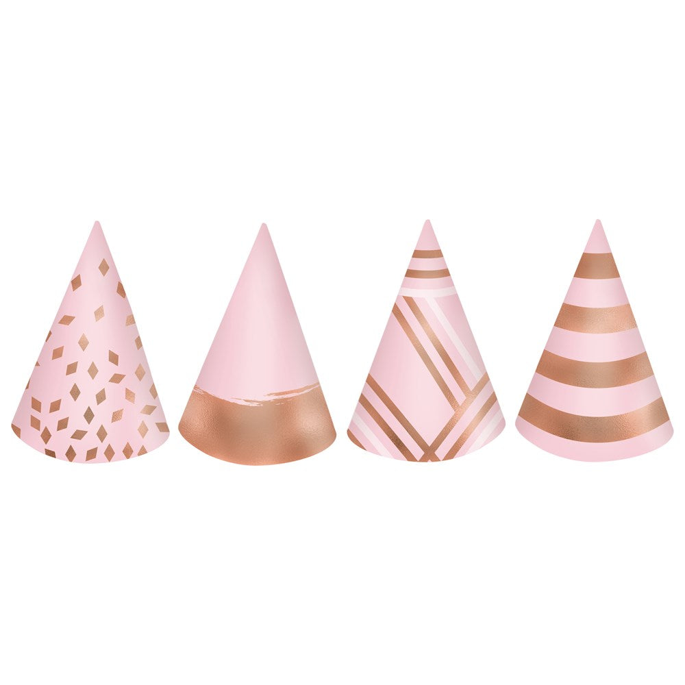 Blush Birthday Mini Cone Hats 12ct