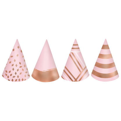 Blush Birthday Mini Cone Hats 12ct