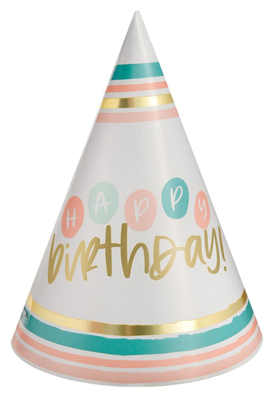 Happy Birthday Cake Day Mini Cone Hats 12ct