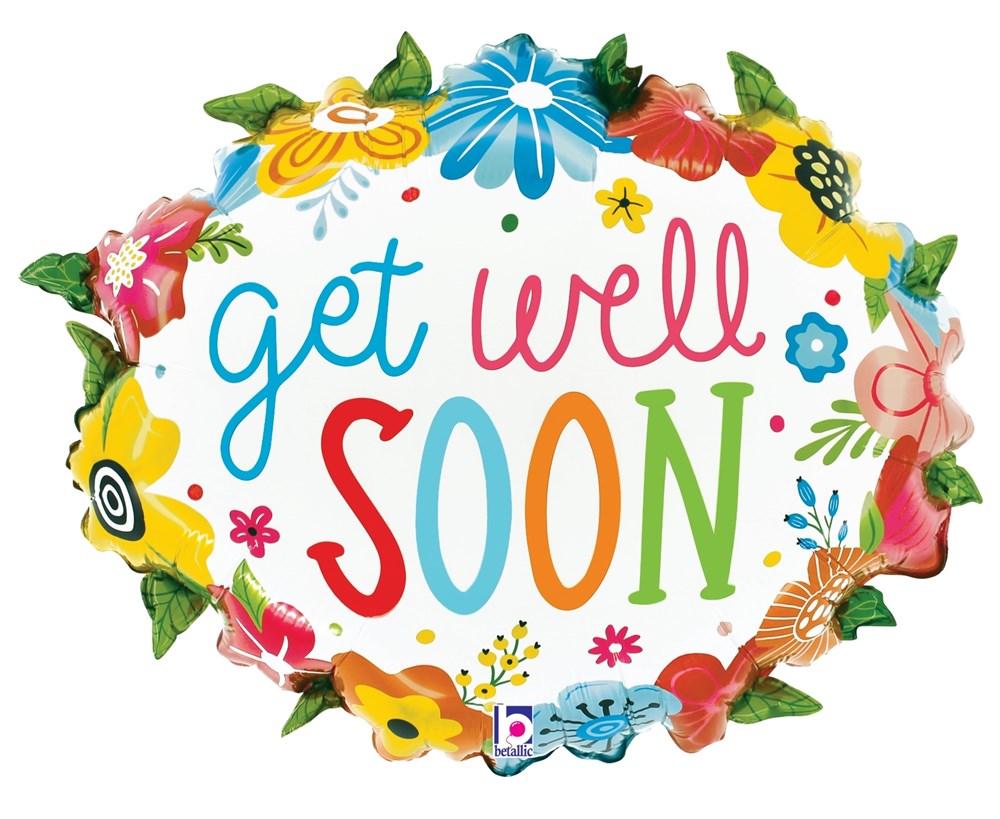 Betallic Get Well Floral Wreath 25 inch Shaped Foil Balloon 1ct