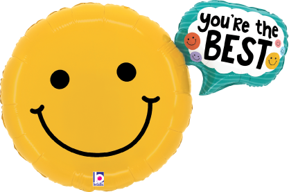 Betallic You're the Best Smiley 31 inch Shaped Foil Balloon Packaged 1ct