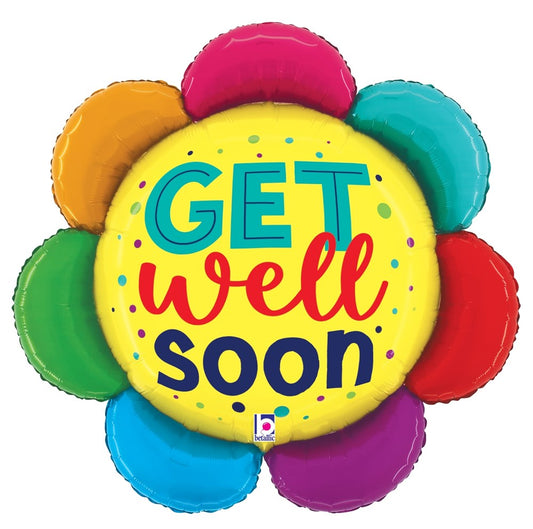Betallic Get Well Colorful Flower 27 inch Foil Balloon