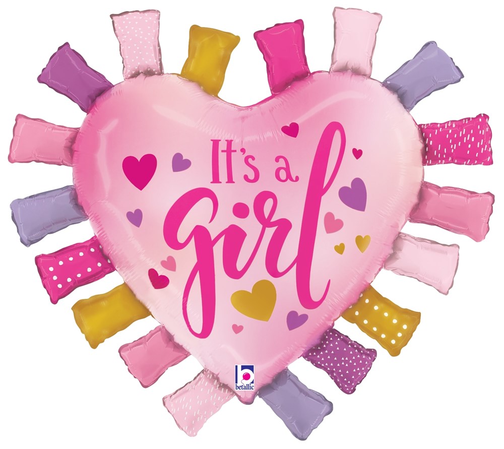 Betallic Its a Girl Taggie Heart 33 inch Foil Balloon