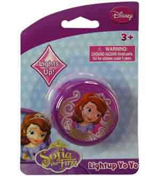Purple round light-up yo-yo featuring Sofia the First character, packaged for kids ages 3+.