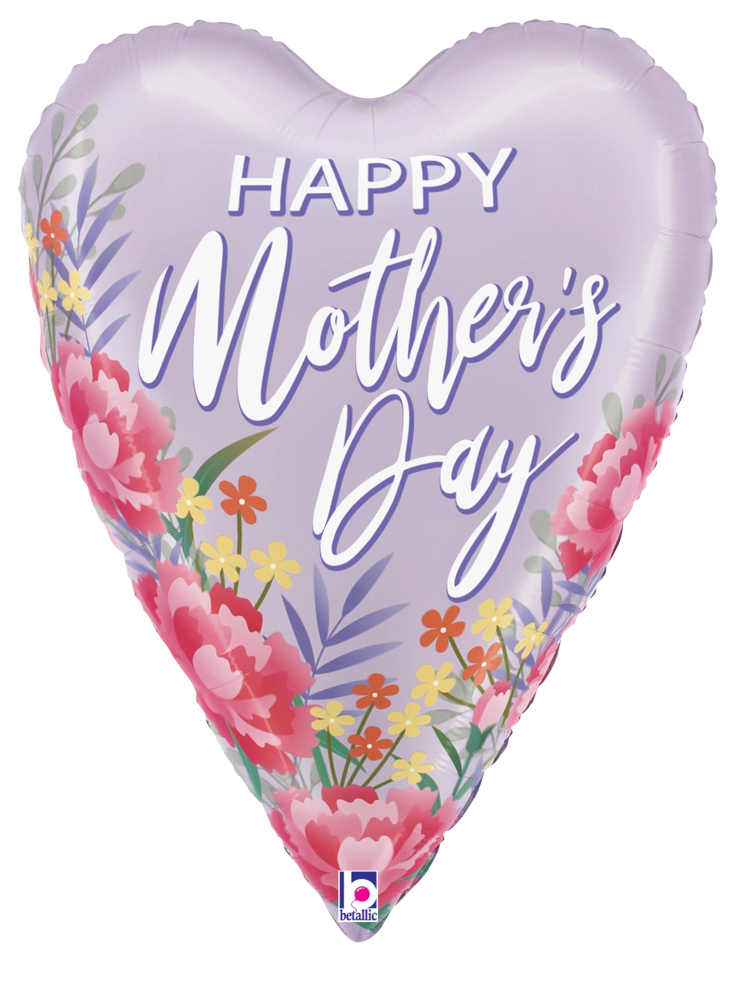 Corazón de satén floral para el Día de la Madre de 26 pulgadas con forma de lámina de Betallic, 1 unidad