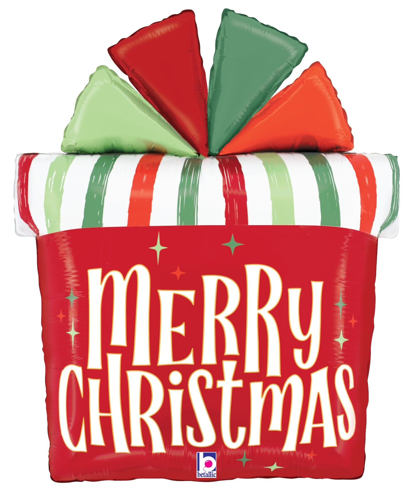 Betallic Christmas Gift Retro Stripes 27 inch Foil Balloon 1ct