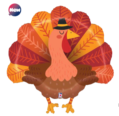 Betallic Delightful Thanksgiving Turkey 28 inch Shaped Foil Balloon 1ct