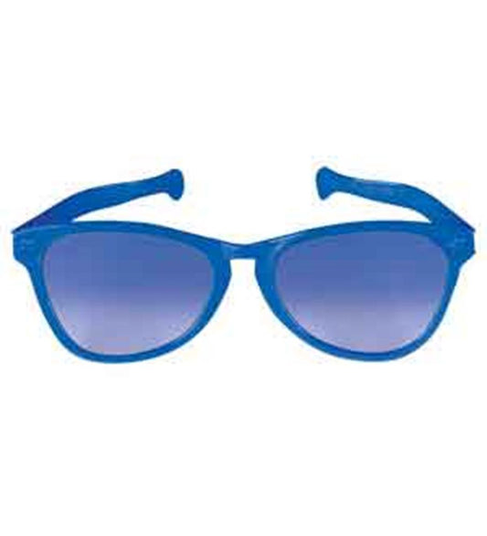 Blue oversized sunglasses with thick plastic frame and gradient tinted lenses.