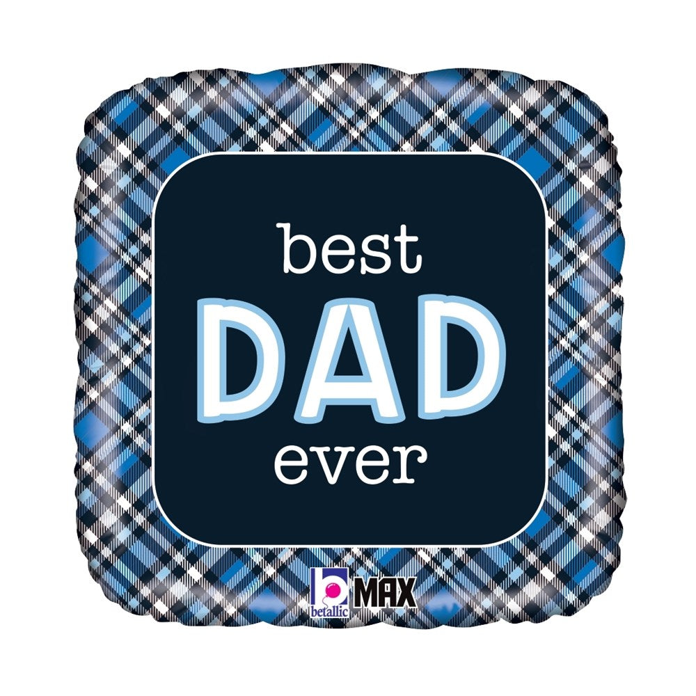 Betallic Best Dad Ever Plaid 18 inch Foil Balloon 1ct