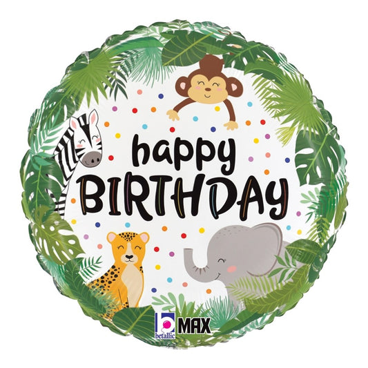 Betallic Jungle Birthday 18 inch MAX Float Round Balloon 1ct