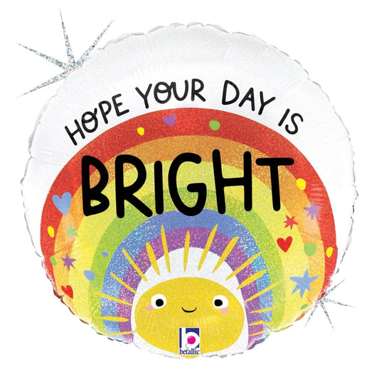 Betallic Bright Day Rainbow Sun 18 inch Glitter Holographic Balloon 1ct